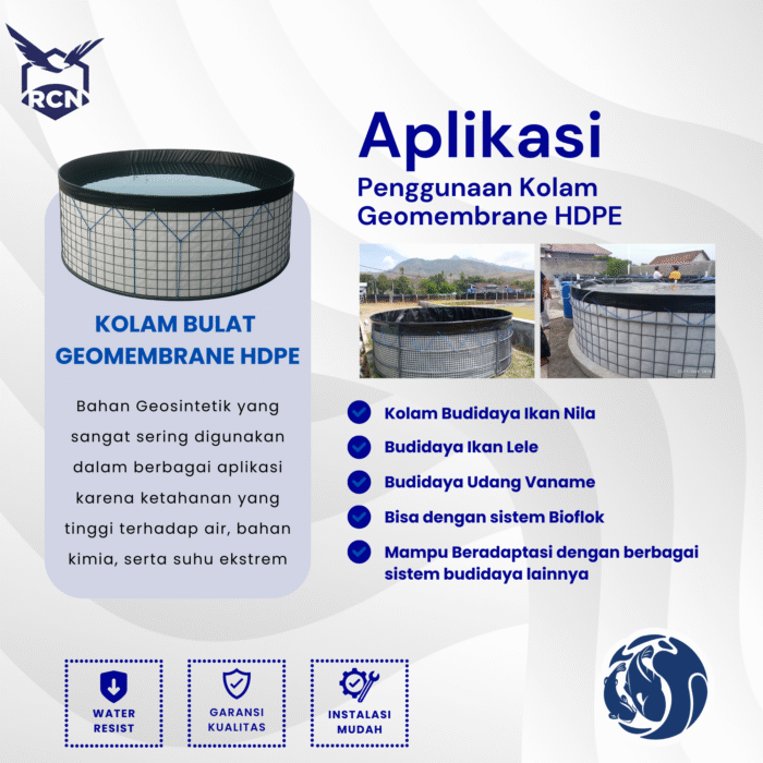 Kolam Bulat Geomembrane Anti Karat - Warna Biru - Gambar 2