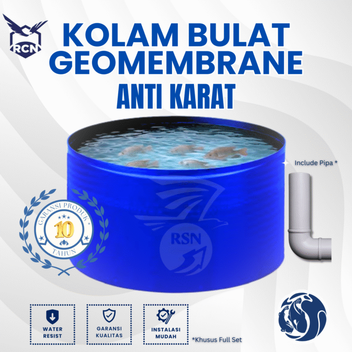 Kolam Bulat Geomembrane Anti Karat - Warna Biru - Gambar 1